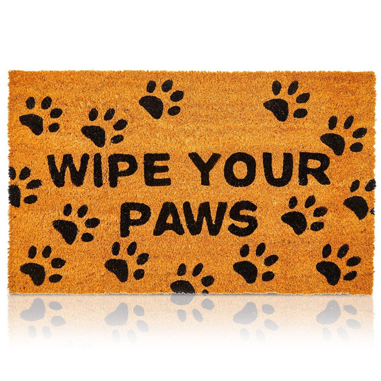 Juvale Wipe Your Paws Doormat - Coir Door Mat with PVC Backing - Outdoor Mats for Back Door - Funny Welcome Rug for Dog Lovers - 17"x 30", Brown